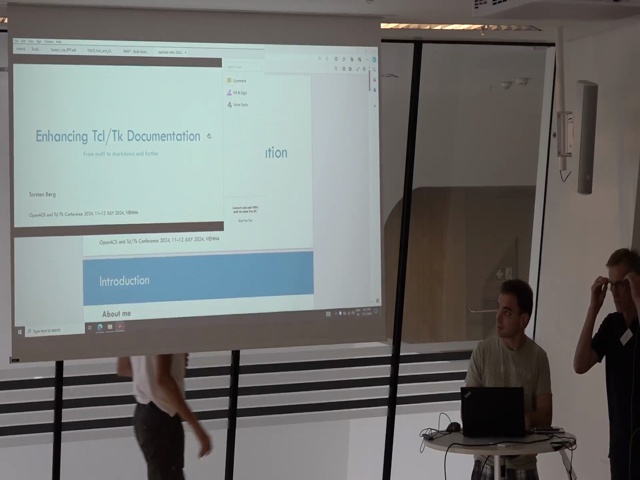 Thursday 11.07.2024 - 16:15 - 16:45	- Enhancing Tcl/Tk Documentation: From nroff to Markdown and further (Torsten Berg) Preview